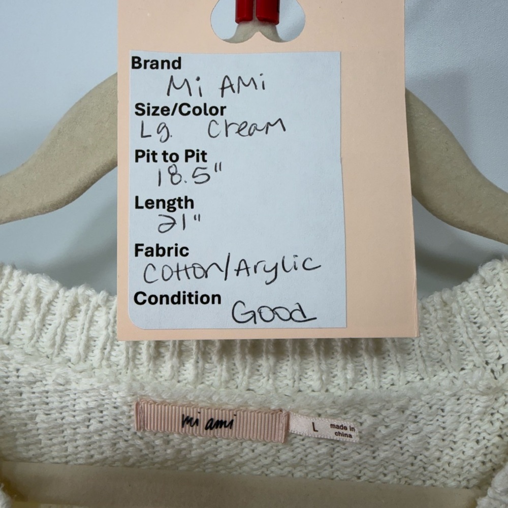 miami Cream Knit Top Size Large - Picture 8 of 8